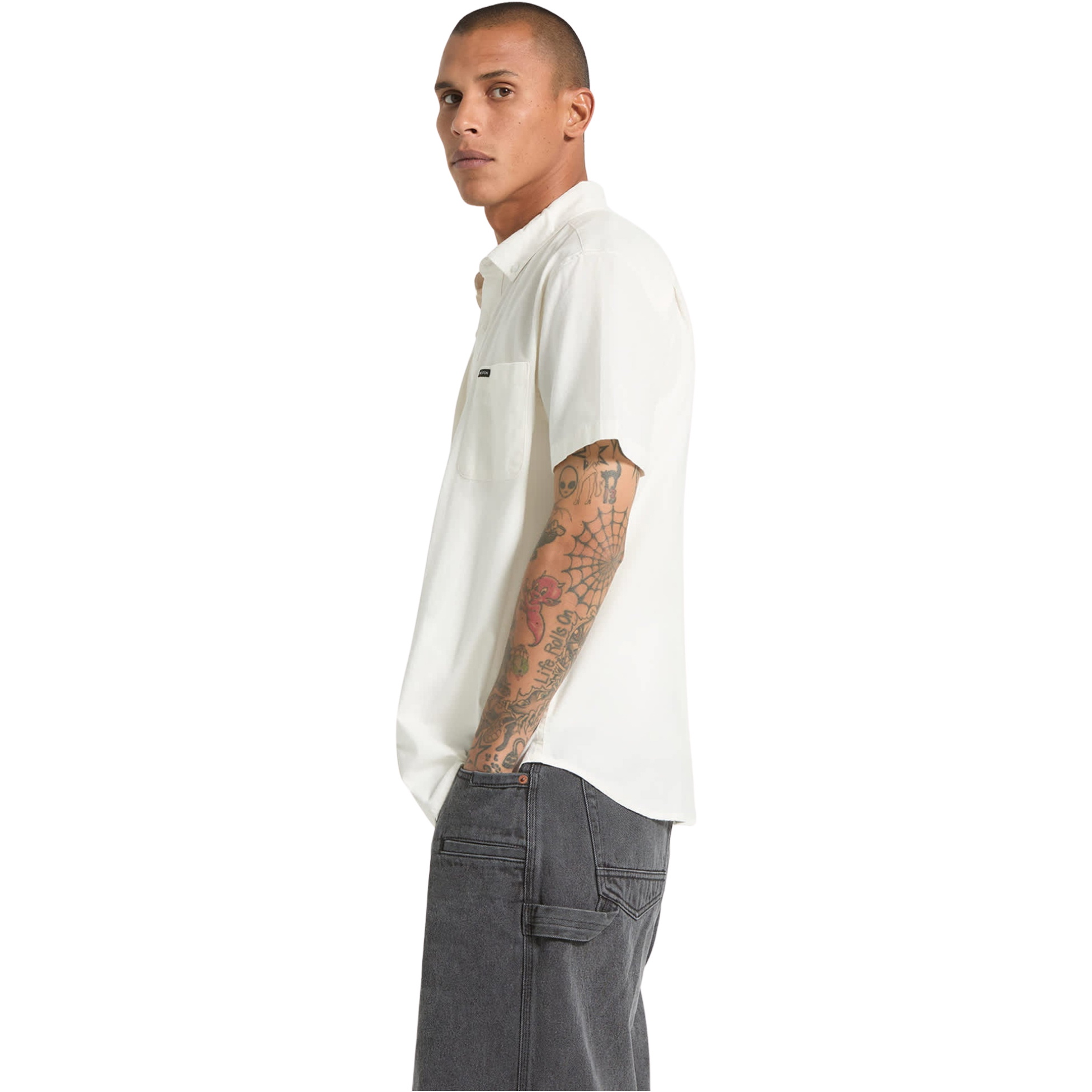 2026 Brixton Mens Sanford Oxford Shirt 01503-OFFWH - Off White